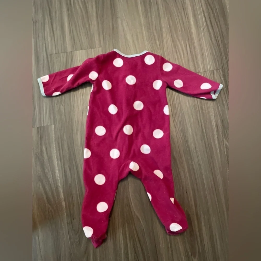 Carter's baby girl White and Purple polka dots koala Footie pajamas size 6M